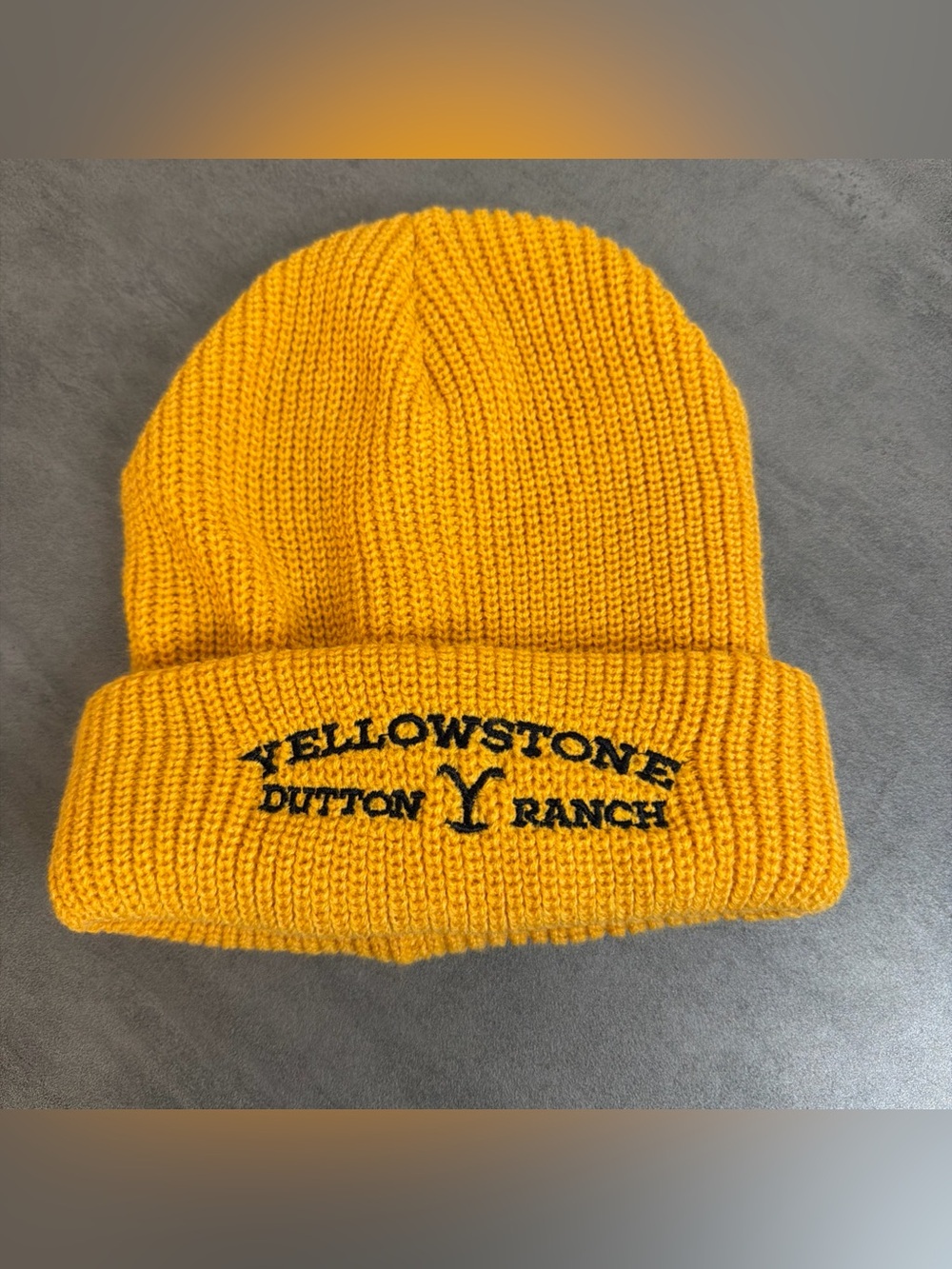 Yellowstone Dutton Ranch Yellow Knit Cuff Beanie Hat Unisex Adult